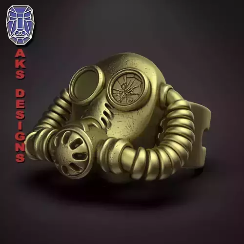 Ring biker jewelry Gas mask respirator v1 3D print model