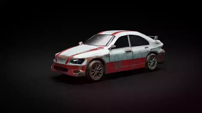 Rusted Sports Racing Car  fully rigged