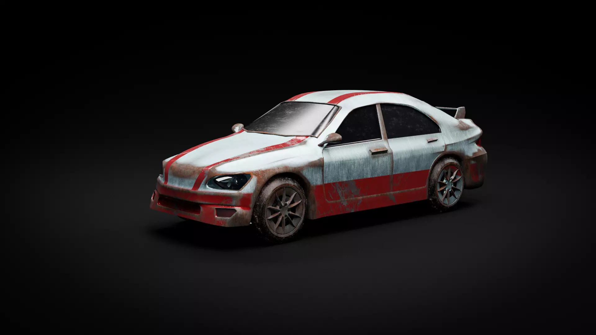 Rusted Sports Racing Car fully rigged Free low-poly 3D model