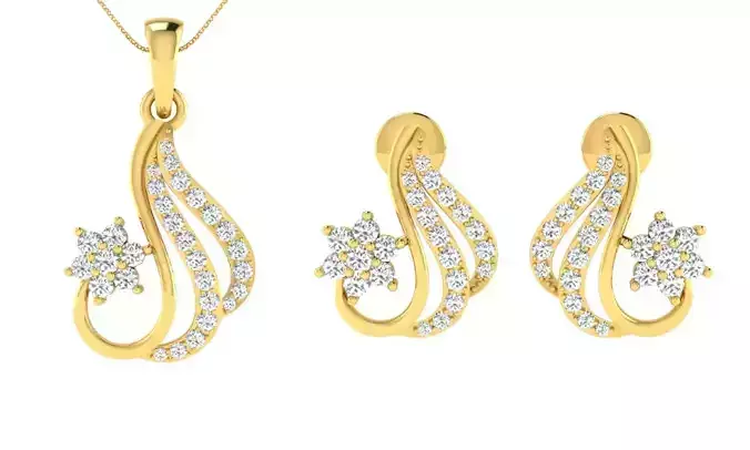 Earring Pendant Set 3dm STL OBJ FBX Render Details 3D print model