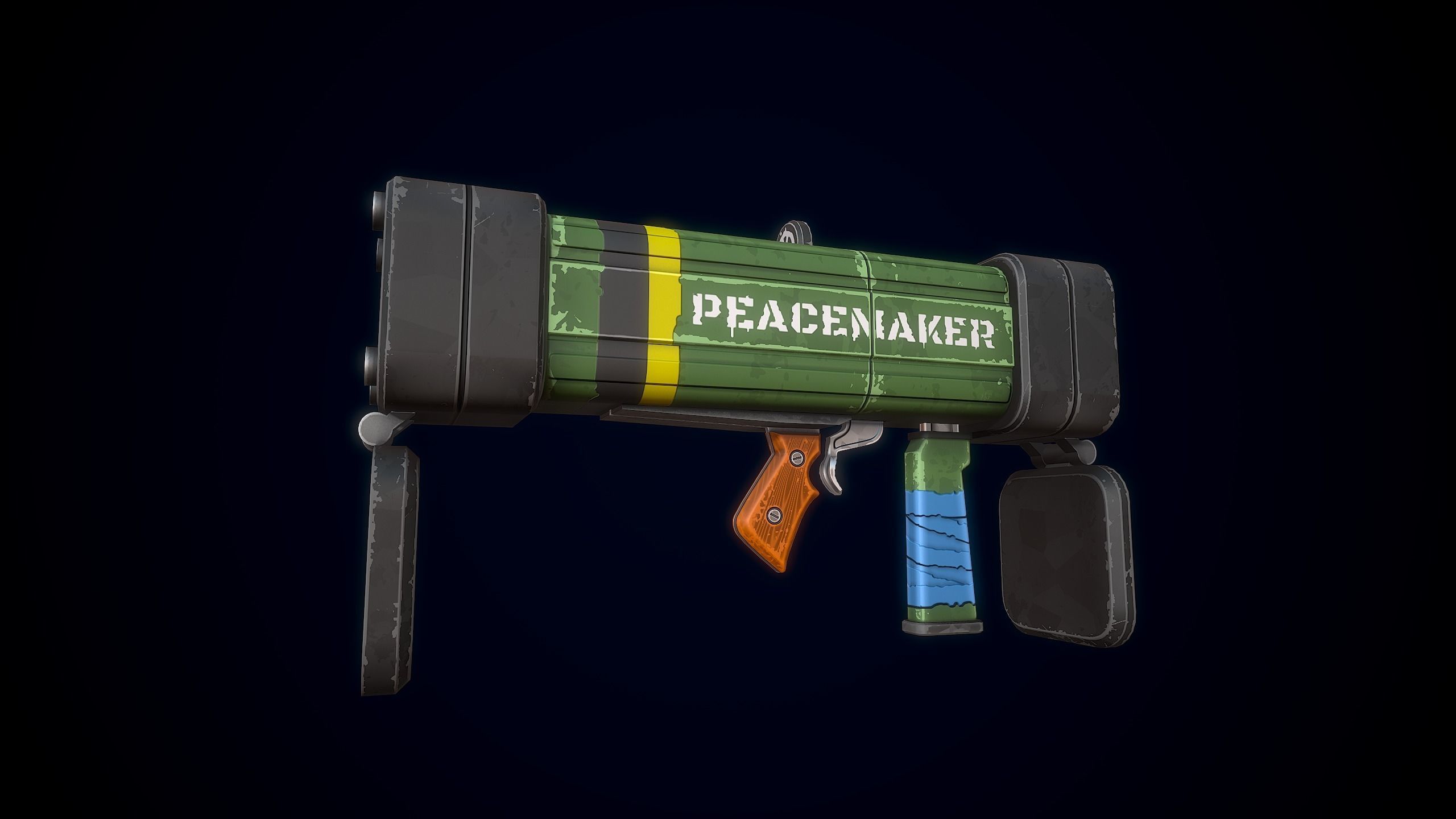 Stylized Rocket Launcher Low-poly 3D model_6