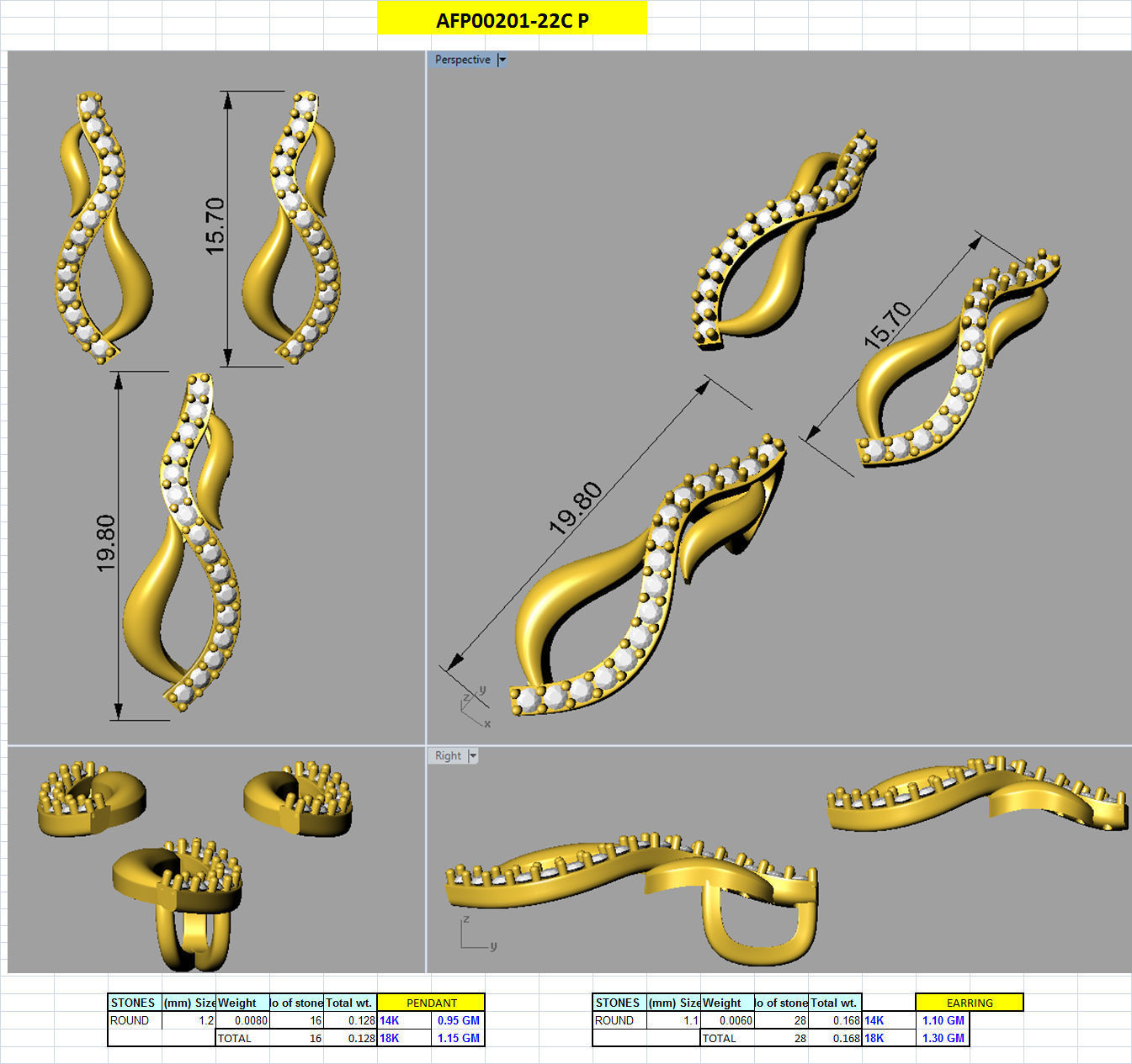 Earring Pendant Set 3dm STL OBJ FBX Render Details 3D print model_18