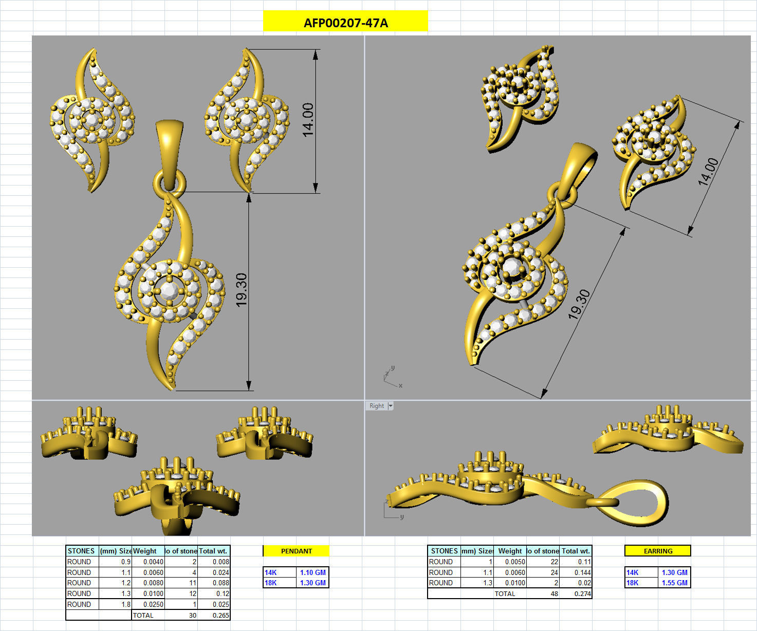 Earring Pendant Set 3dm STL OBJ FBX Render Details 3D print model_18