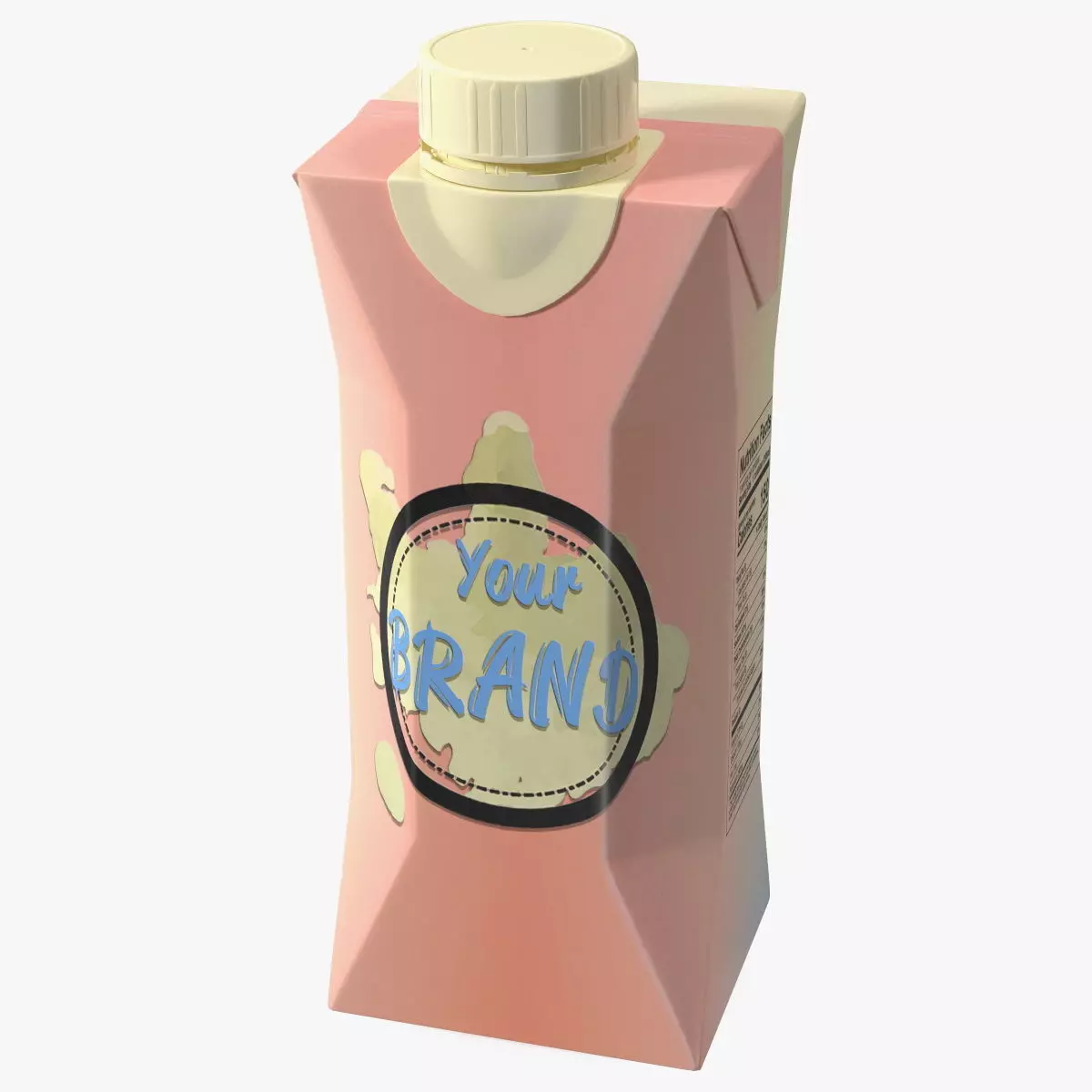 Mockup Small Aseptic Carton with Cap Pink 3D model