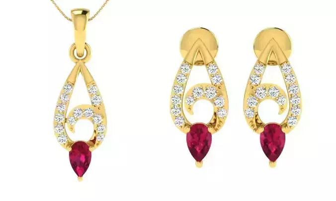 Earring Pendant Set 3dm STL OBJ FBX Render Details