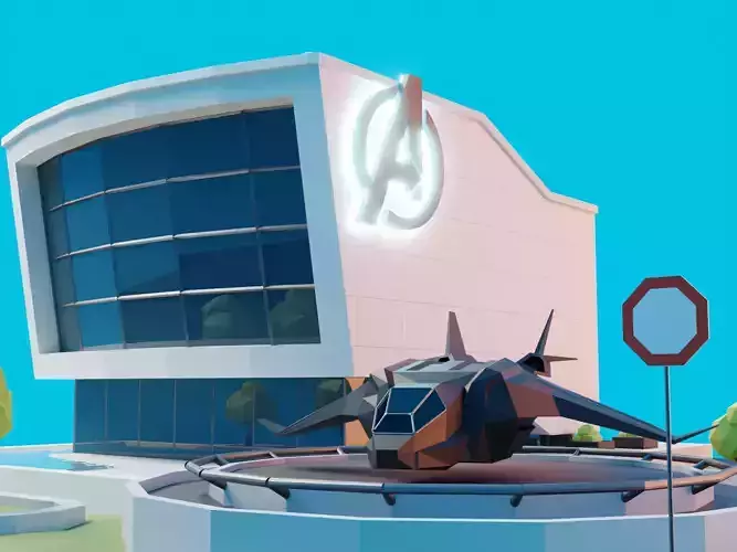 Cartoon Avengers base Scene
