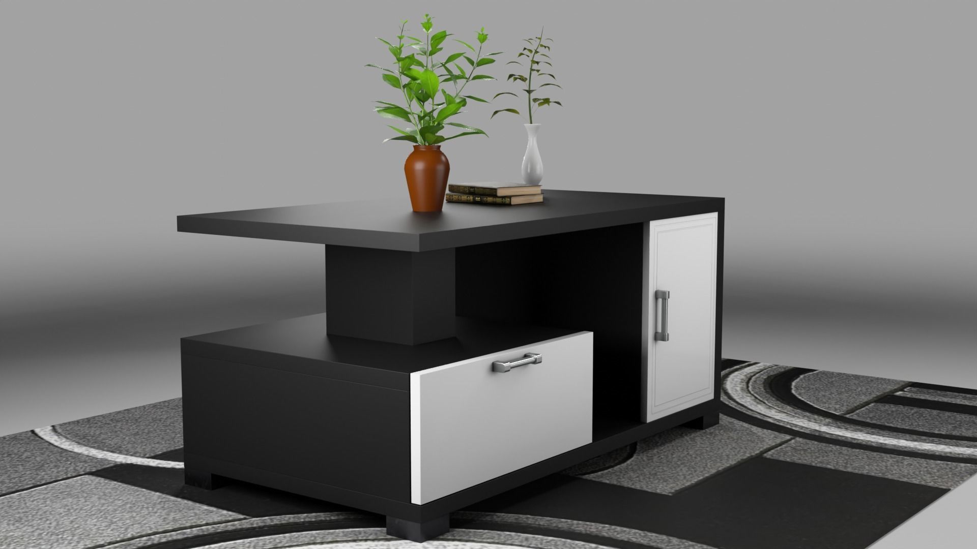 Sofa Set couch with pillows Low-poly 3D model_21