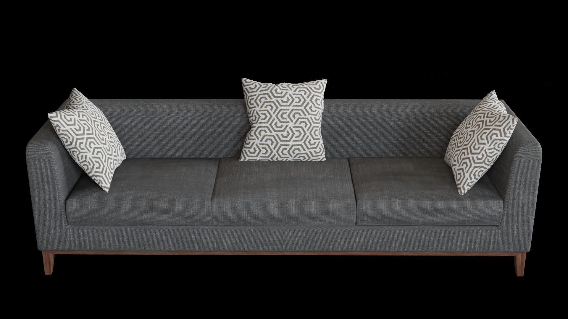 Sofa Set couch with pillows Low-poly 3D model_5