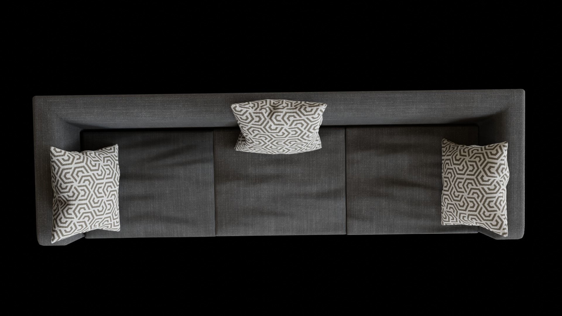 Sofa Set couch with pillows Low-poly 3D model_12