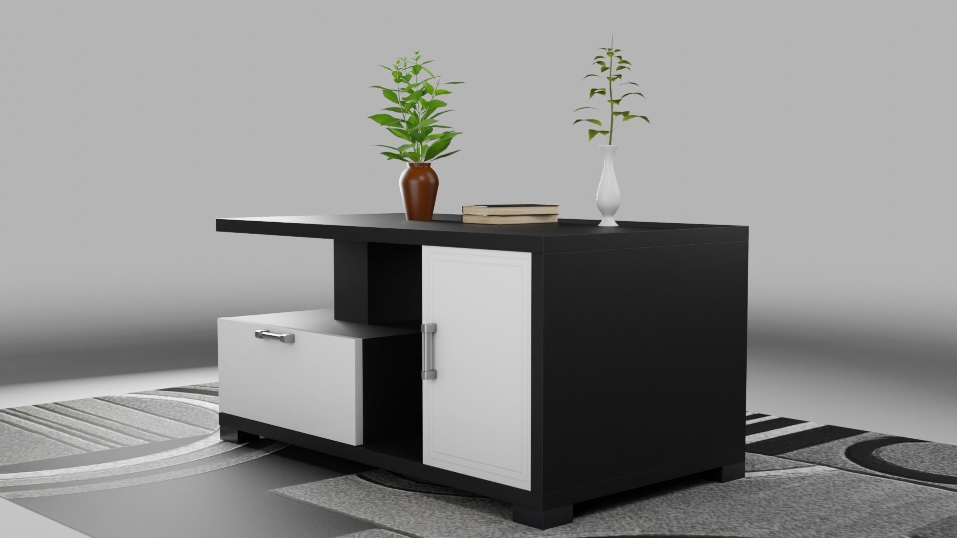 Sofa Set couch with pillows Low-poly 3D model_20