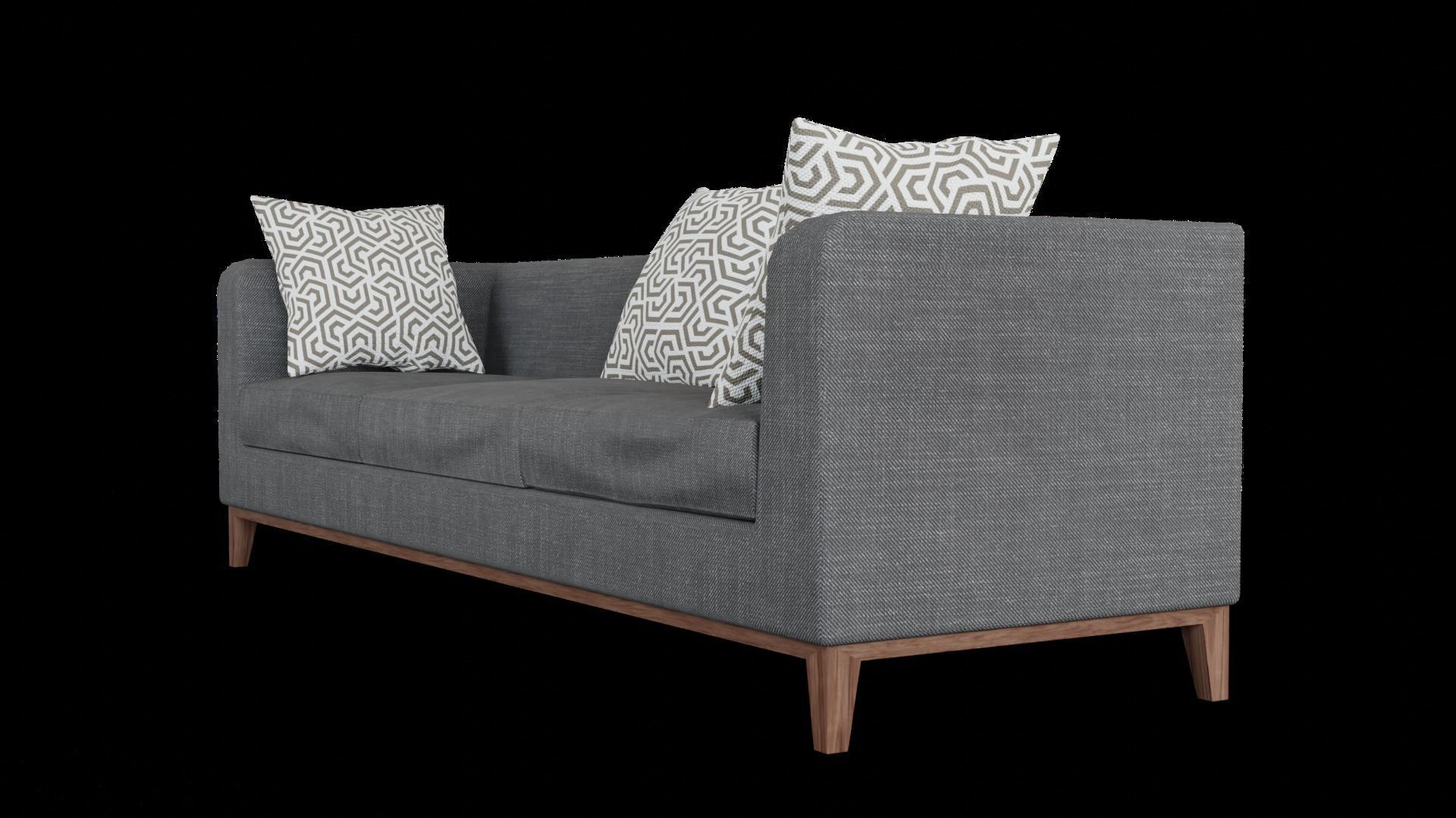 Sofa Set couch with pillows Low-poly 3D model_11