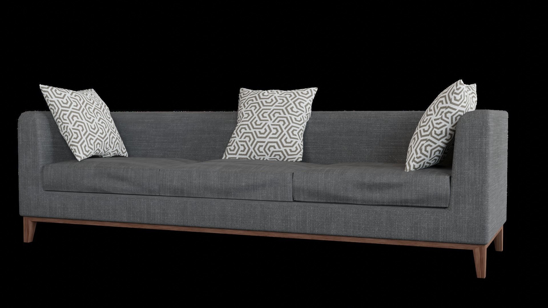 Sofa Set couch with pillows Low-poly 3D model_9