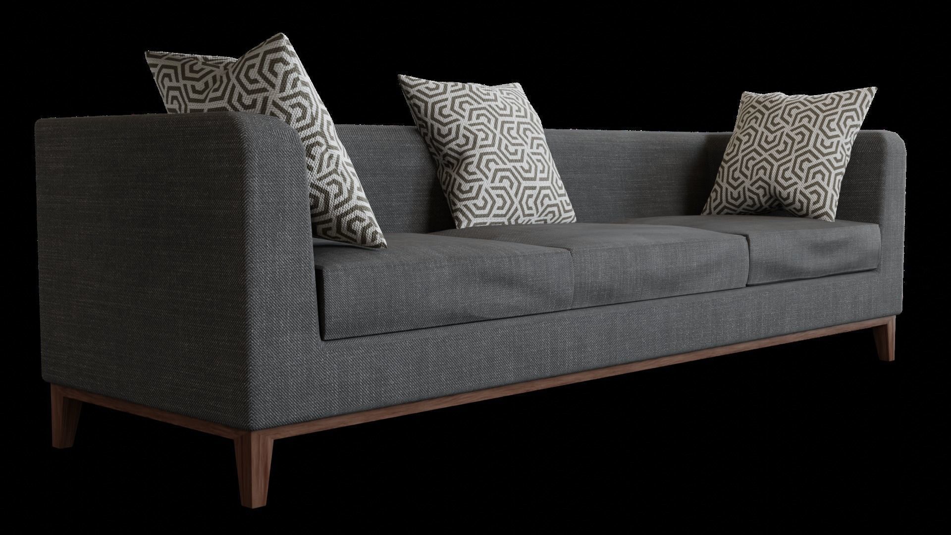 Sofa Set couch with pillows Low-poly 3D model_6