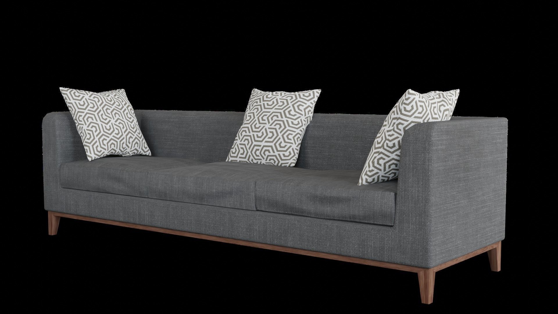 Sofa Set couch with pillows Low-poly 3D model_10
