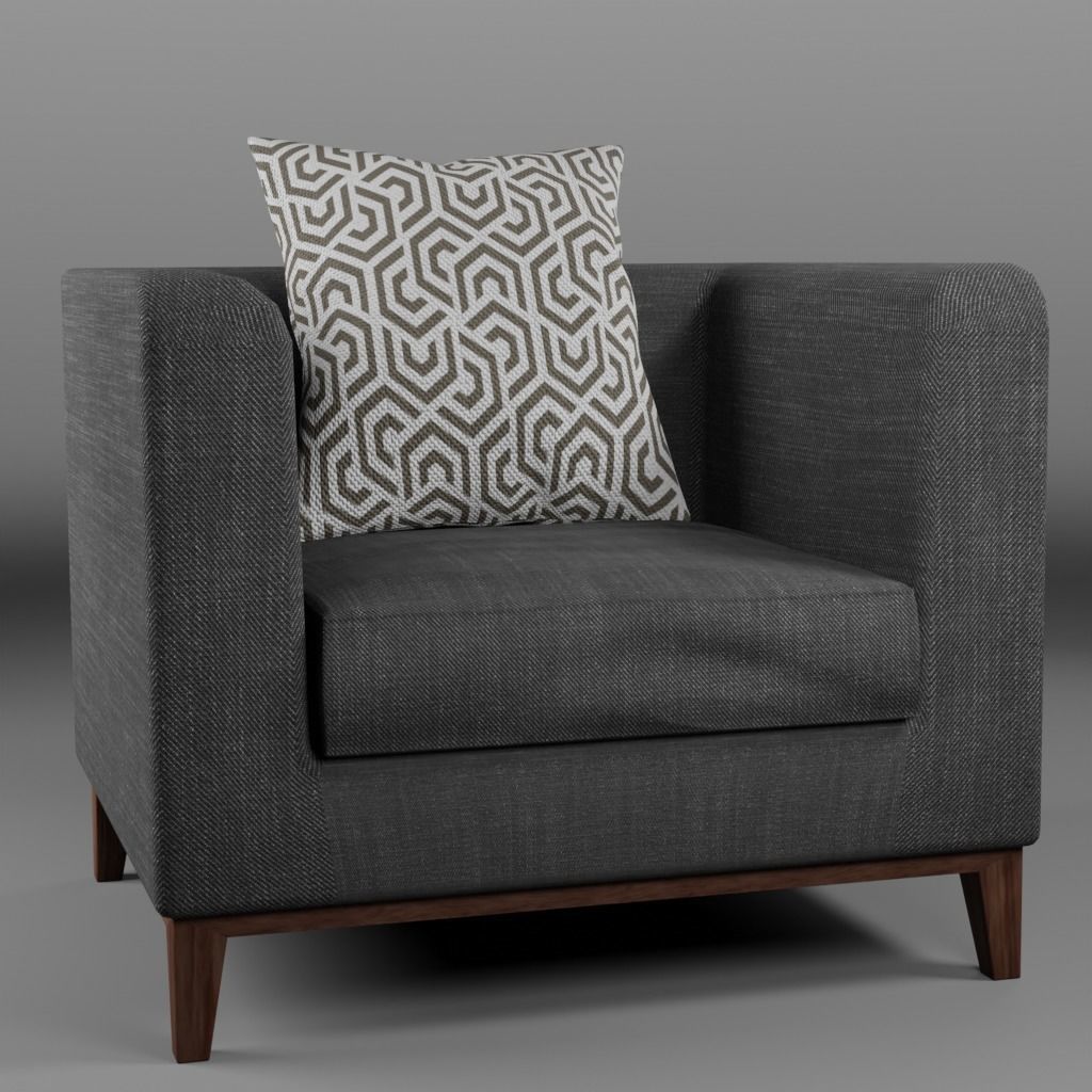 Sofa Set couch with pillows Low-poly 3D model_13