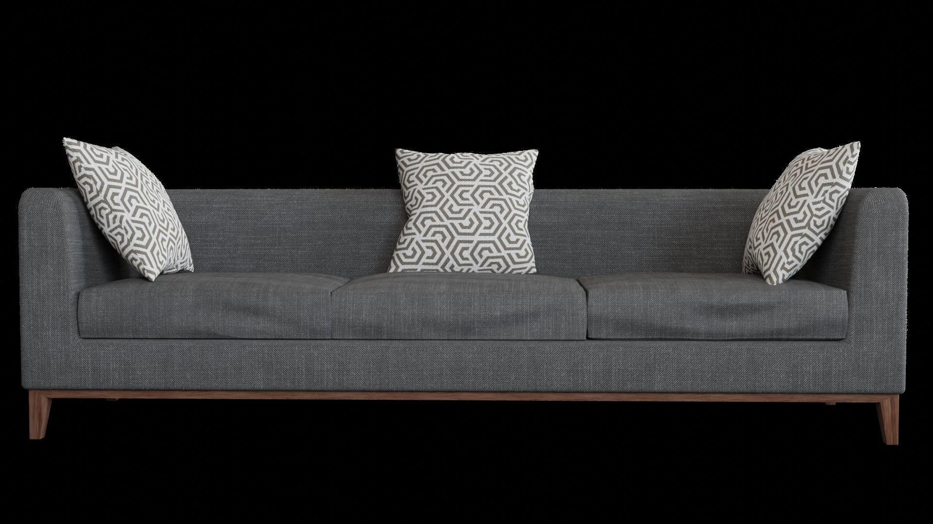 Sofa Set couch with pillows Low-poly 3D model_8