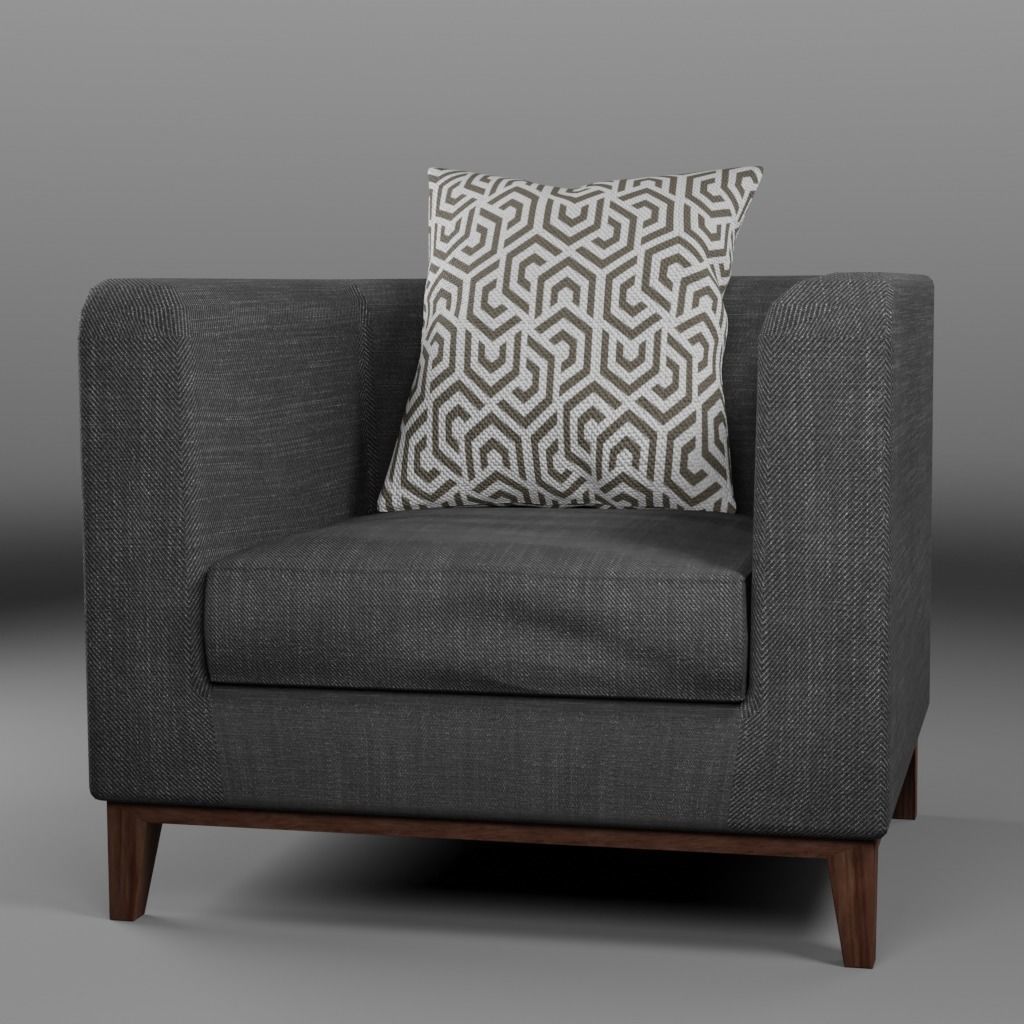 Sofa Set couch with pillows Low-poly 3D model_14