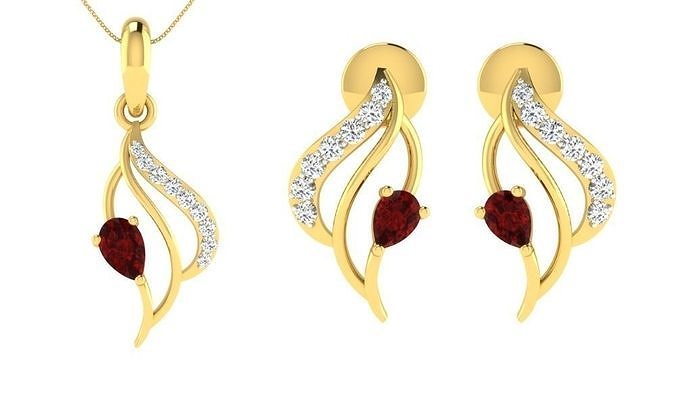 Earring Pendant Set 3dm STL OBJ FBX Render Details 3D print model