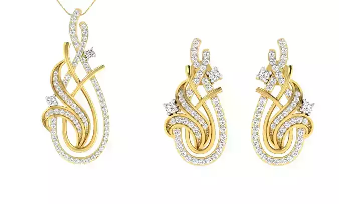 Earring Pendant Set 3dm STL OBJ FBX Render Details 3D print model