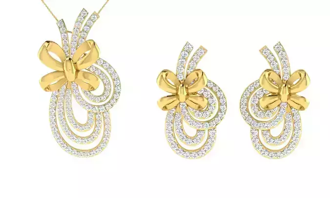 Earring Pendant Set 3dm STL OBJ FBX Render Details