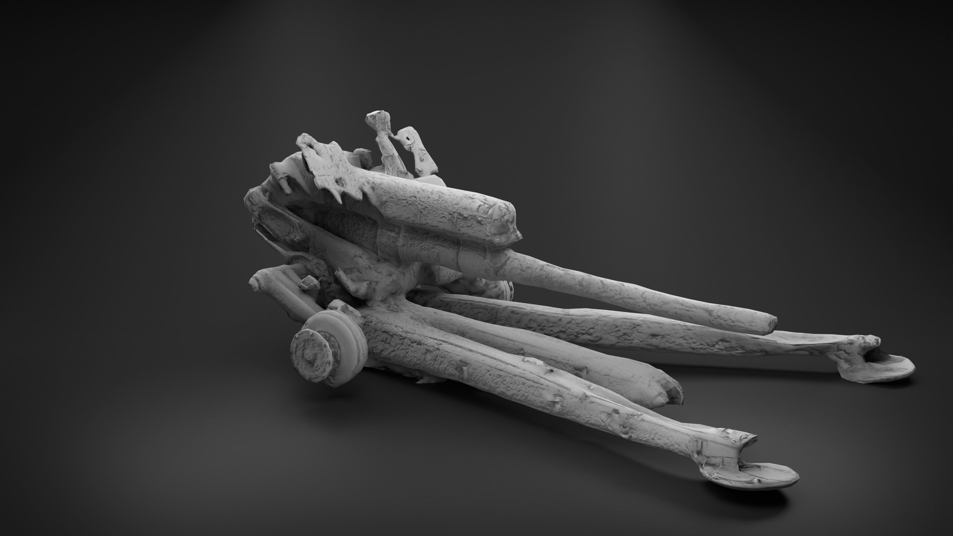 Destroyed Towed Howitzer D-30A 122mm Photoscan PBR Game Ready Low-poly 3D model_4