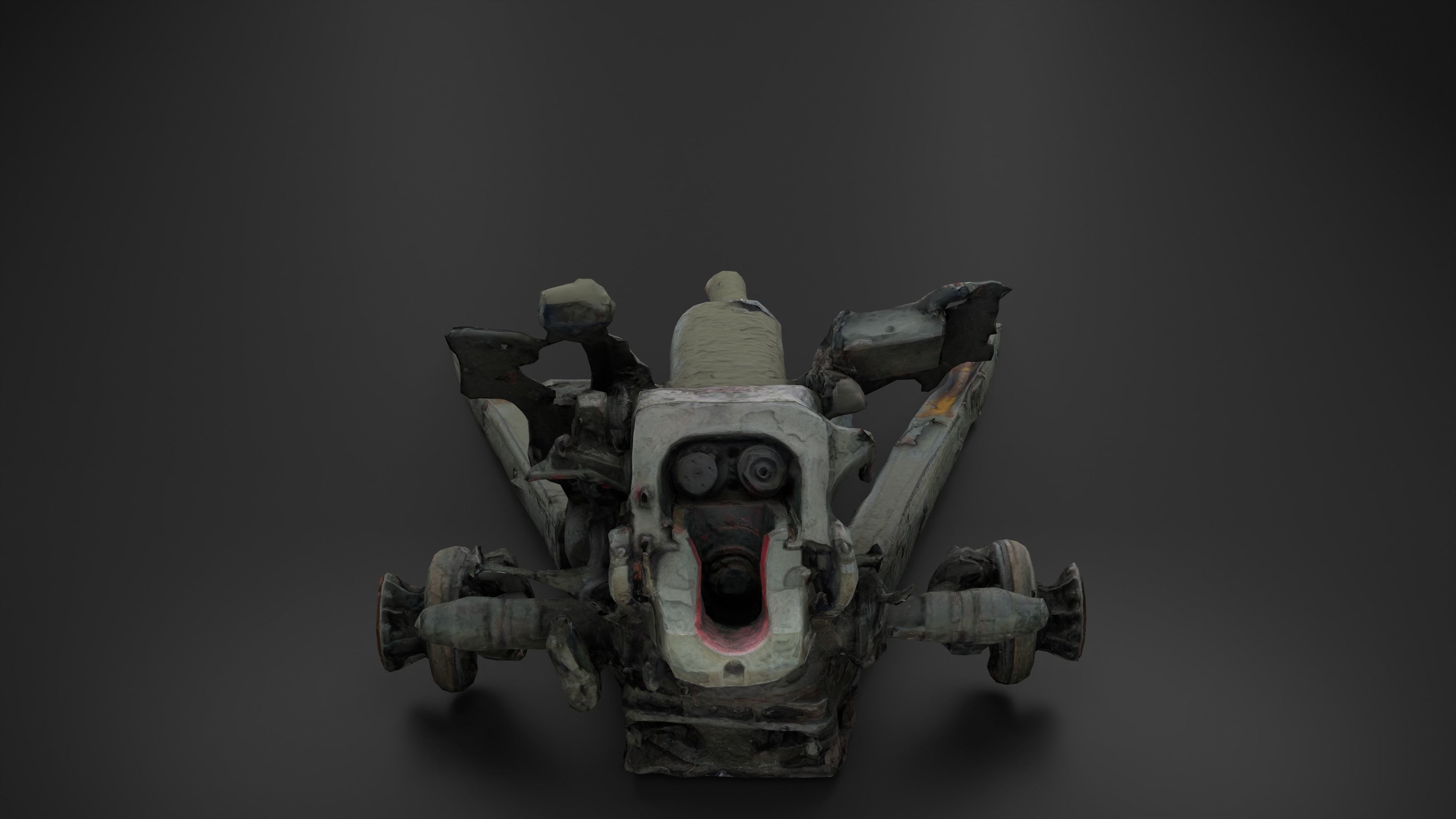 Destroyed Towed Howitzer D-30A 122mm Photoscan PBR Game Ready Low-poly 3D model_24