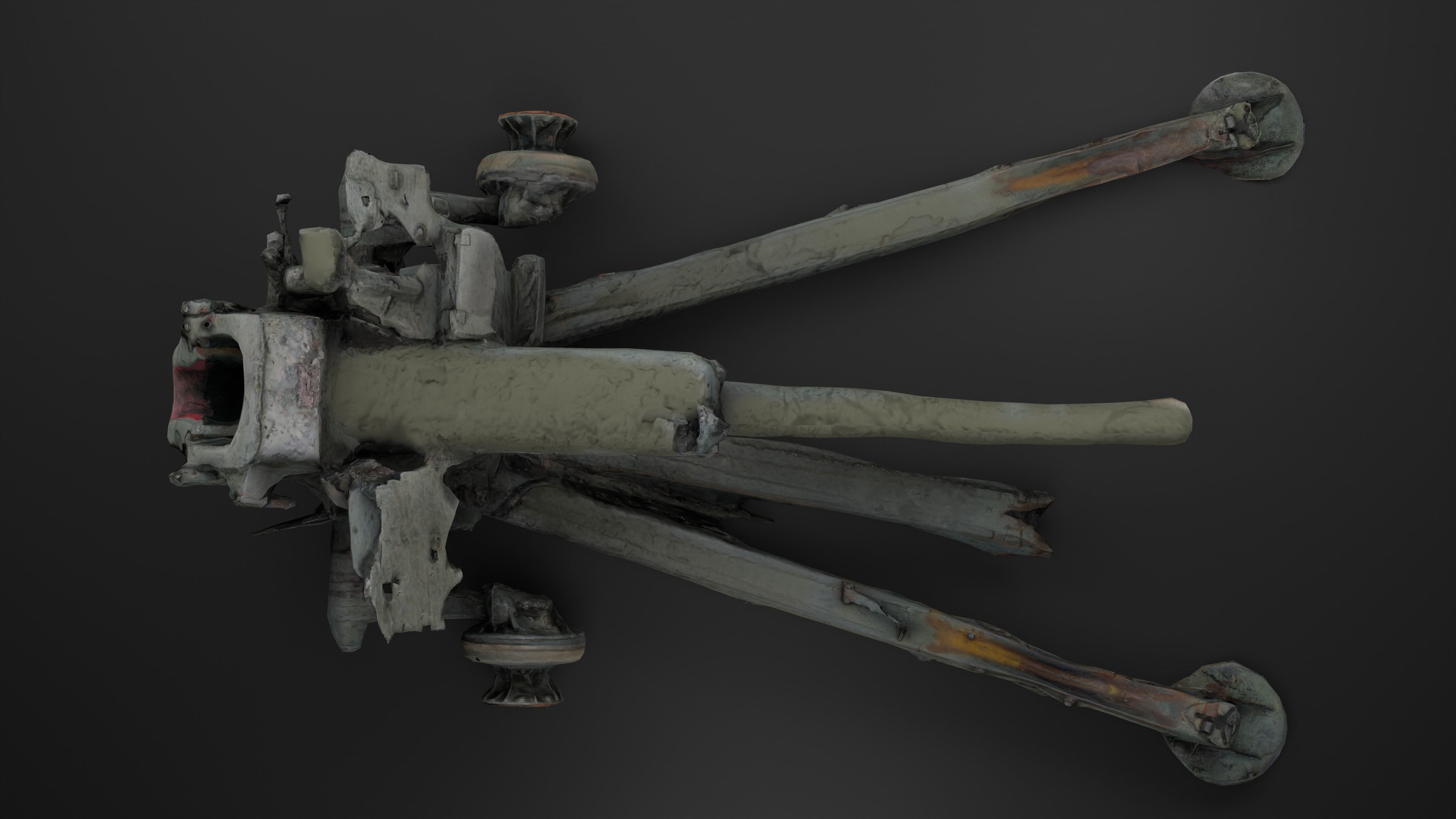 Destroyed Towed Howitzer D-30A 122mm Photoscan PBR Game Ready Low-poly 3D model_21