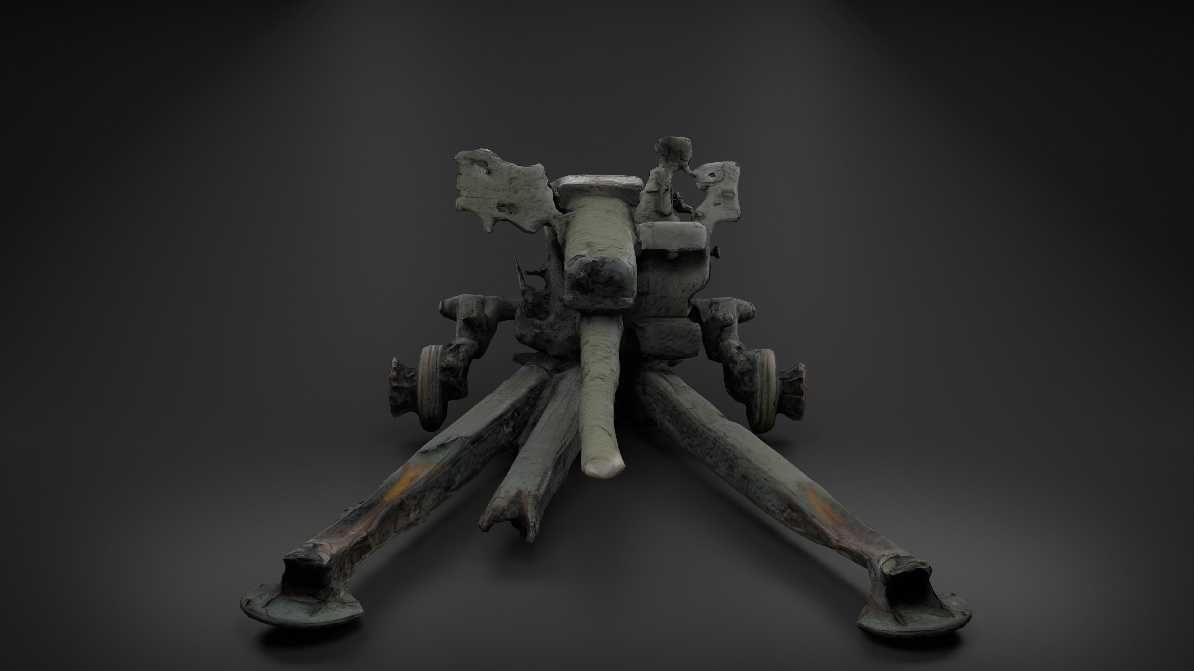Destroyed Towed Howitzer D-30A 122mm Photoscan PBR Game Ready Low-poly 3D model_6