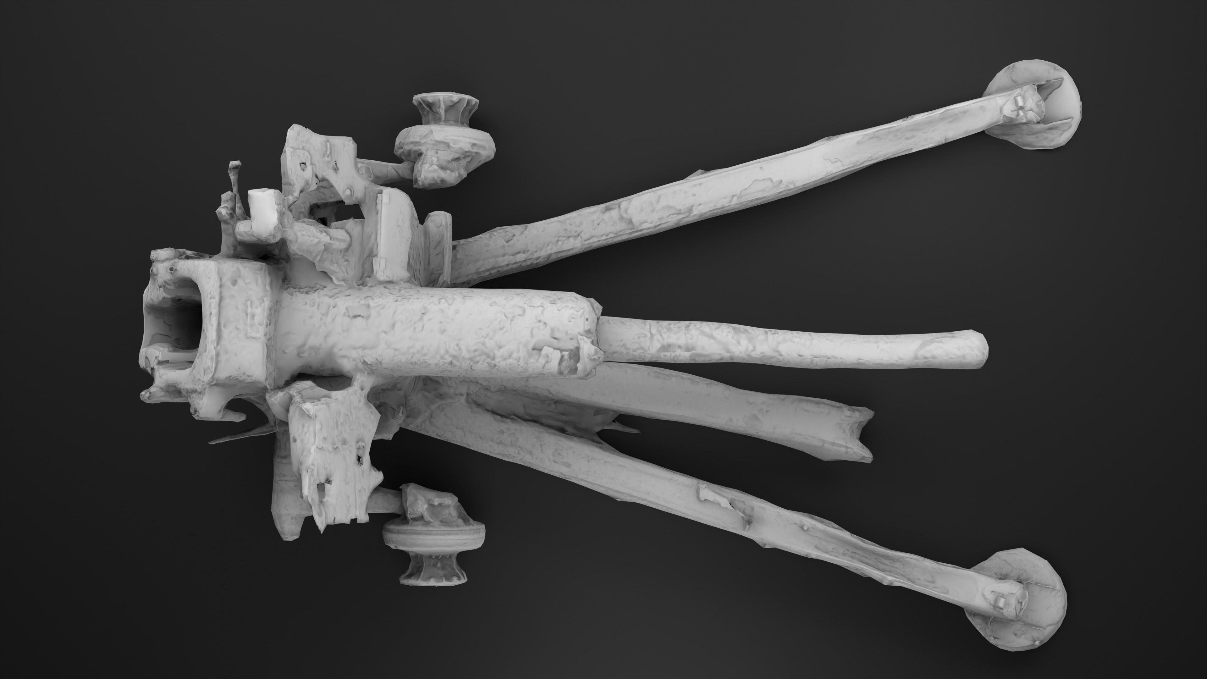 Destroyed Towed Howitzer D-30A 122mm Photoscan PBR Game Ready Low-poly 3D model_22