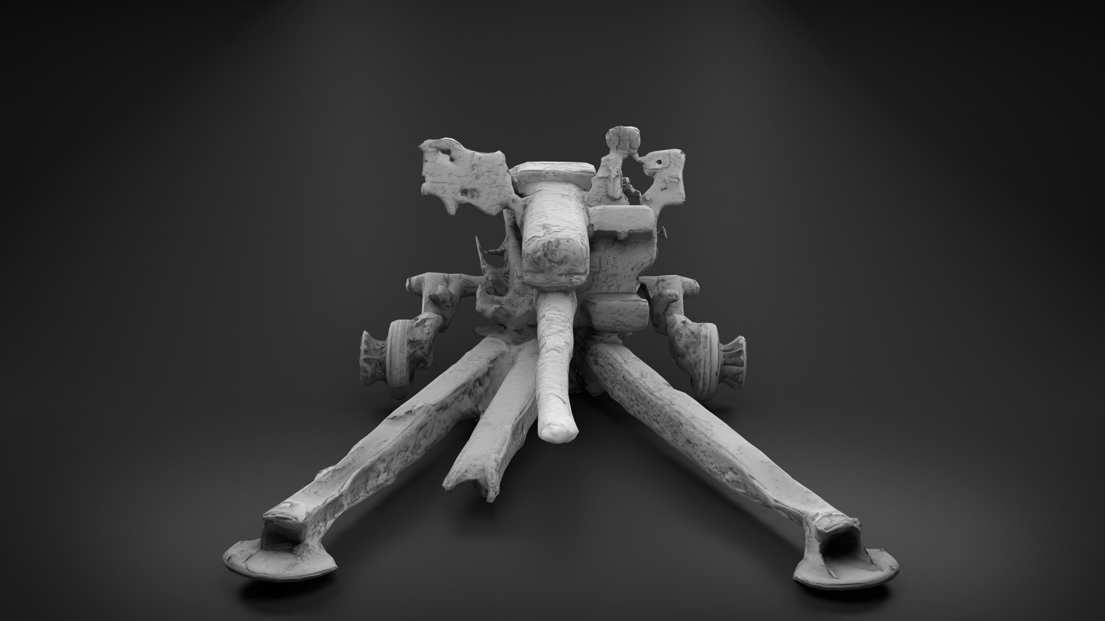 Destroyed Towed Howitzer D-30A 122mm Photoscan PBR Game Ready Low-poly 3D model_7