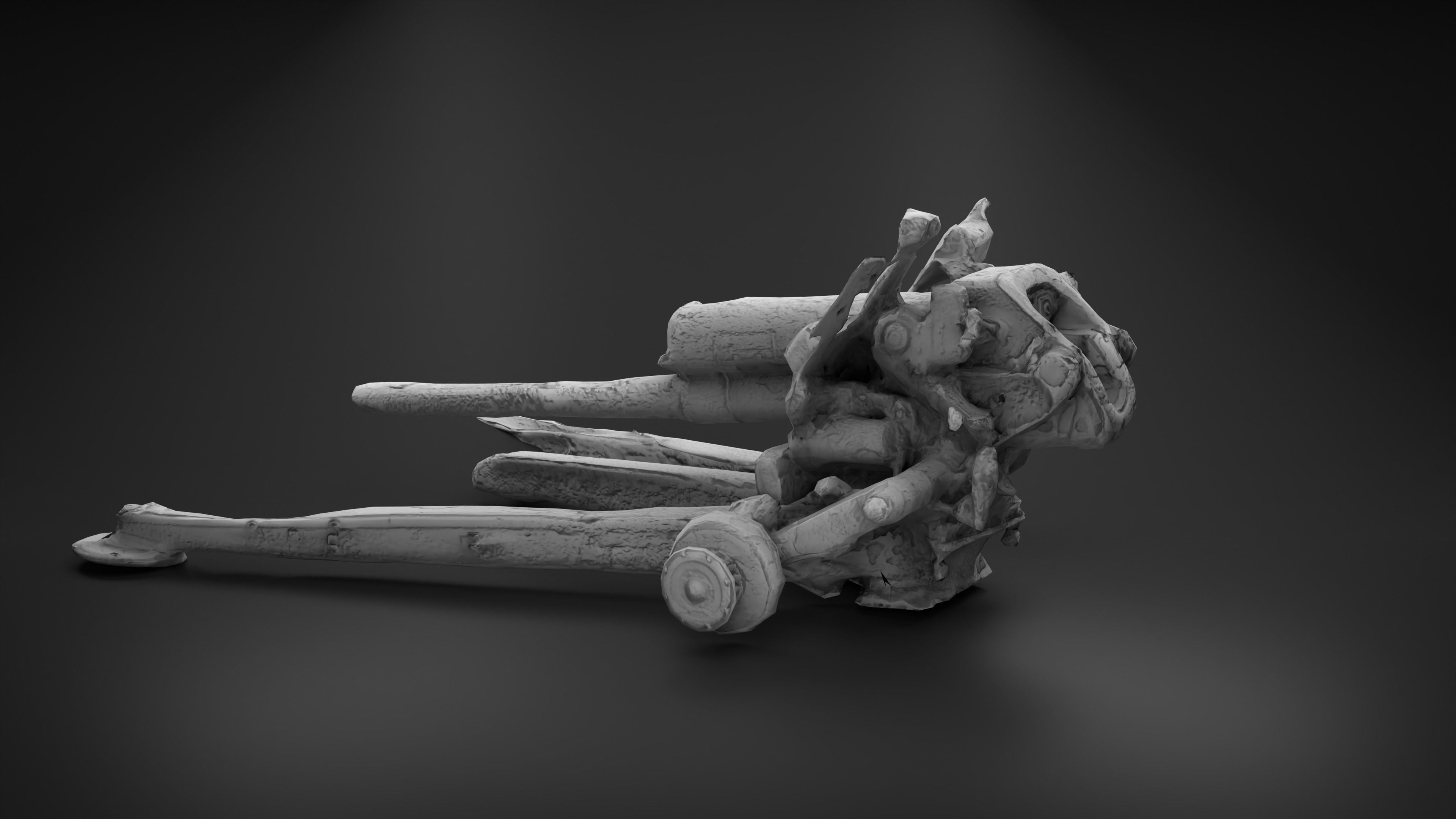 Destroyed Towed Howitzer D-30A 122mm Photoscan PBR Game Ready Low-poly 3D model_16
