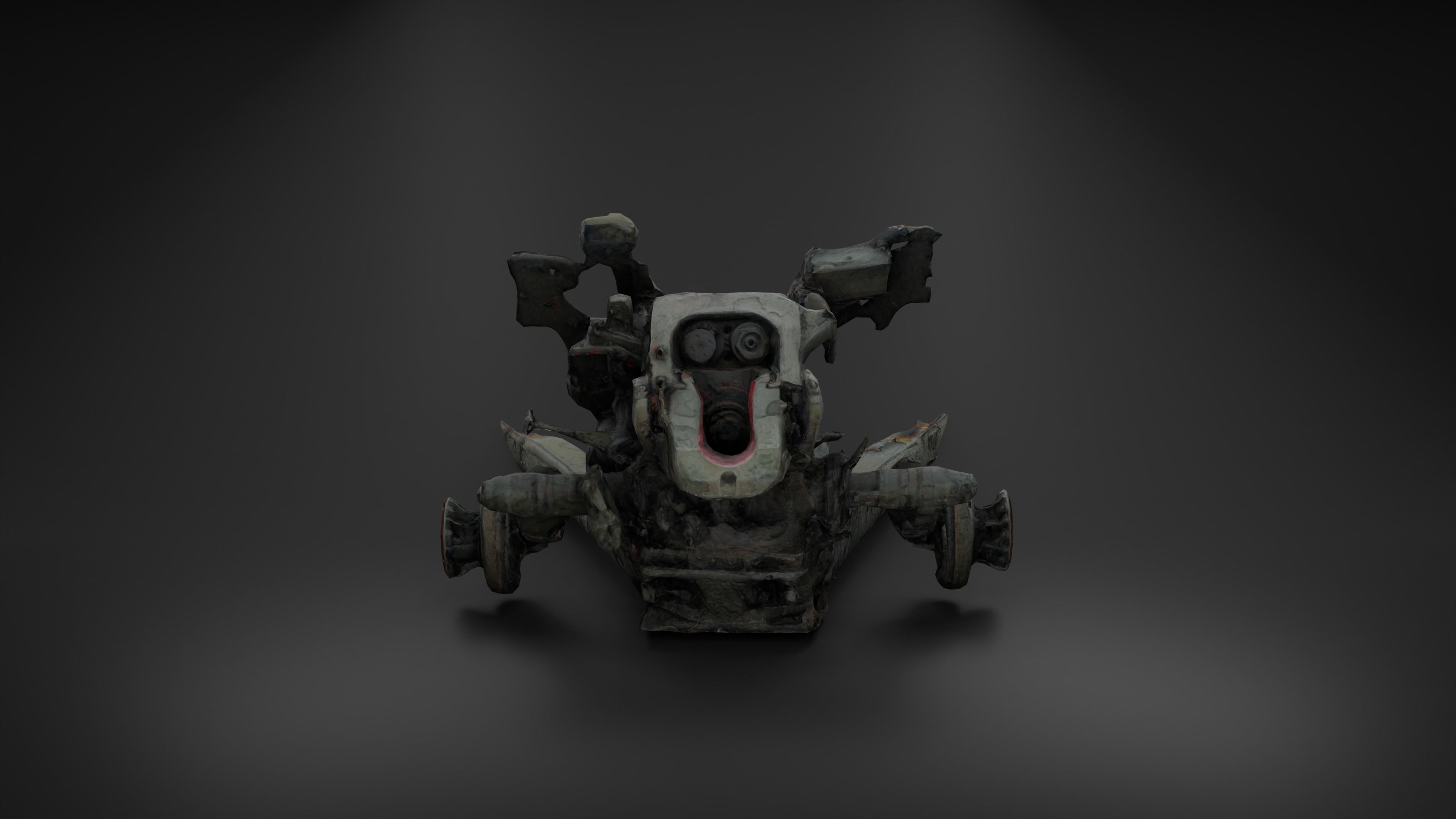 Destroyed Towed Howitzer D-30A 122mm Photoscan PBR Game Ready Low-poly 3D model_12