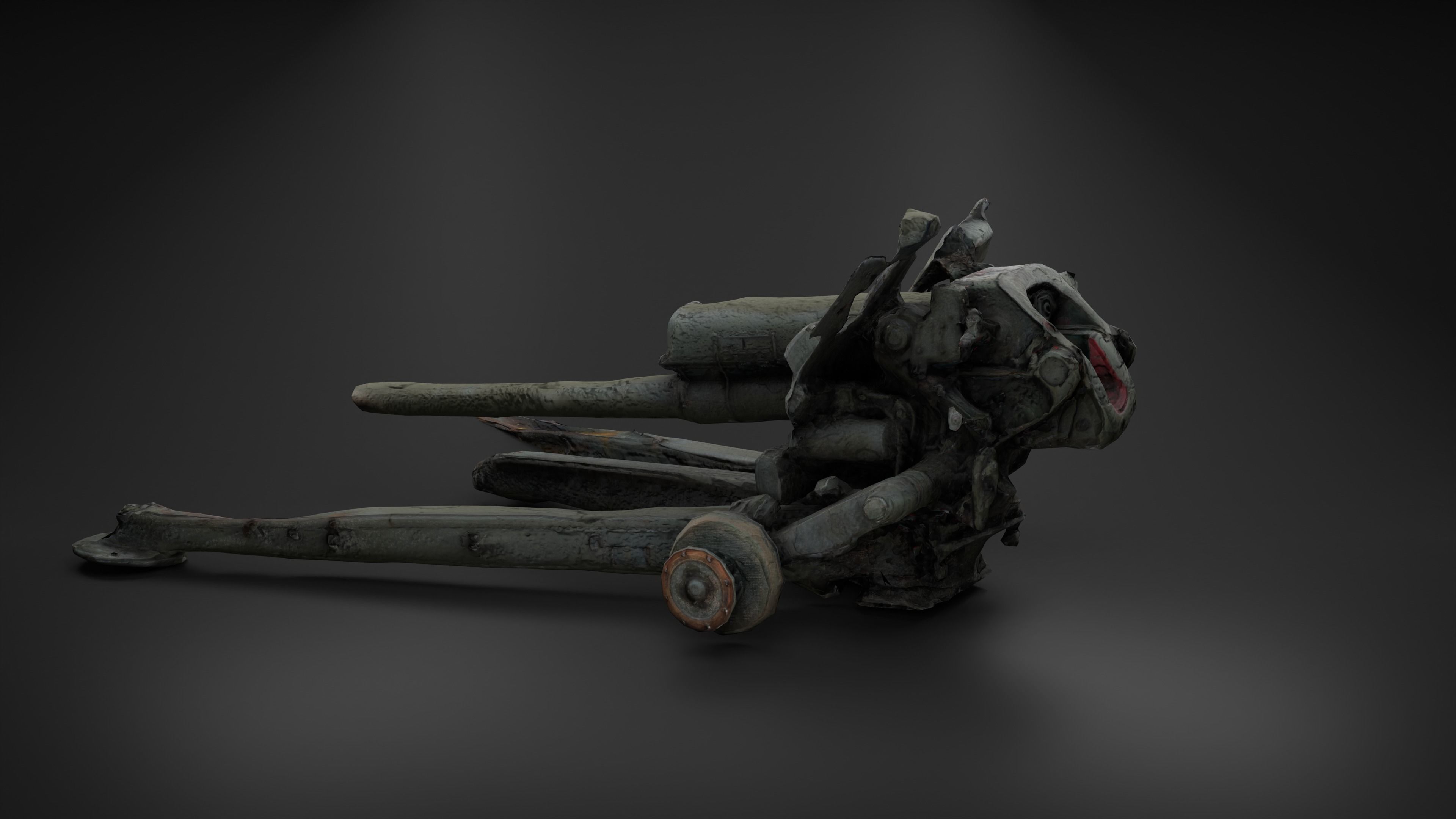 Destroyed Towed Howitzer D-30A 122mm Photoscan PBR Game Ready Low-poly 3D model_15