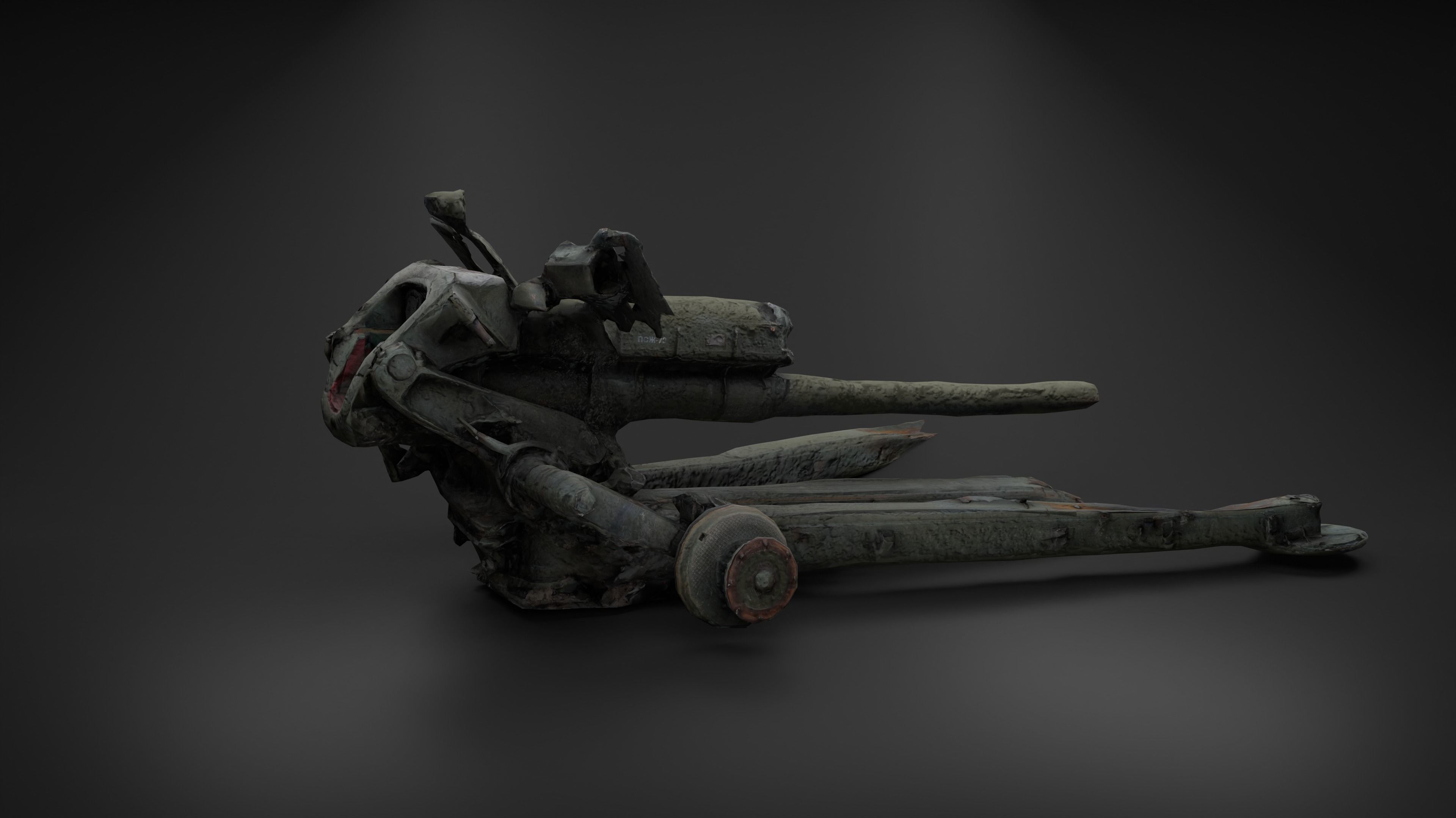 Destroyed Towed Howitzer D-30A 122mm Photoscan PBR Game Ready Low-poly 3D model_9