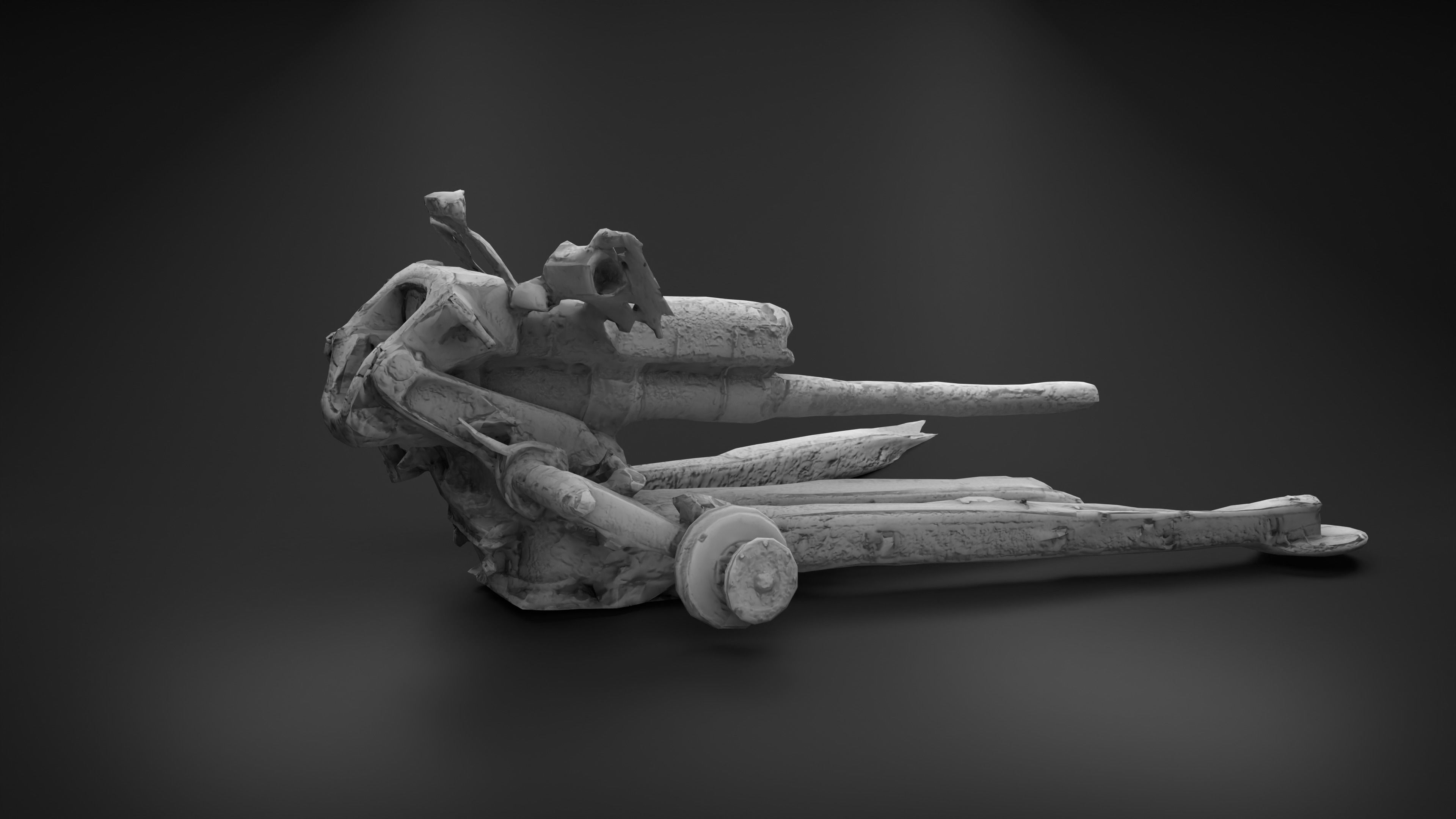 Destroyed Towed Howitzer D-30A 122mm Photoscan PBR Game Ready Low-poly 3D model_10