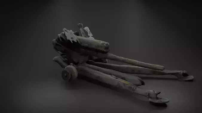 Destroyed Towed Howitzer D-30A 122mm Photoscan PBR Game Ready Low-poly 3D model