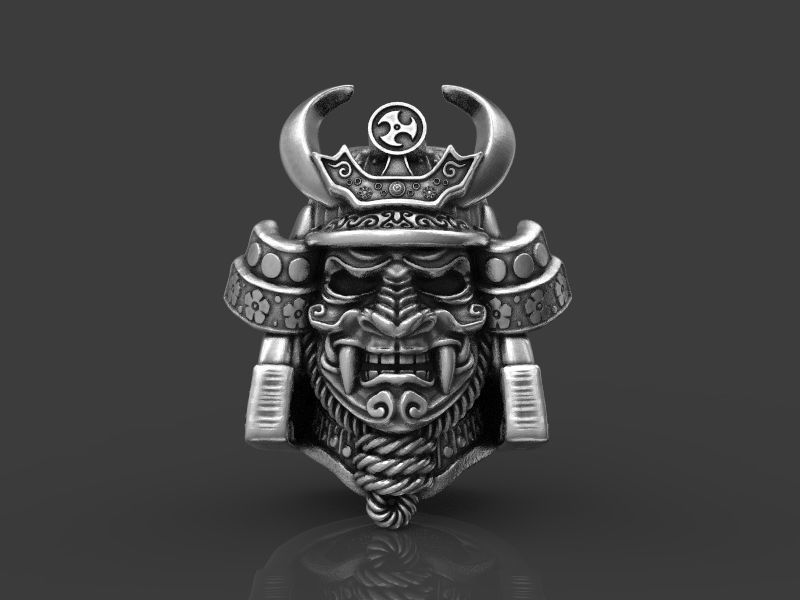 Samurai head bead mask 3d model for 3d printing 3D print model 3D print model_1