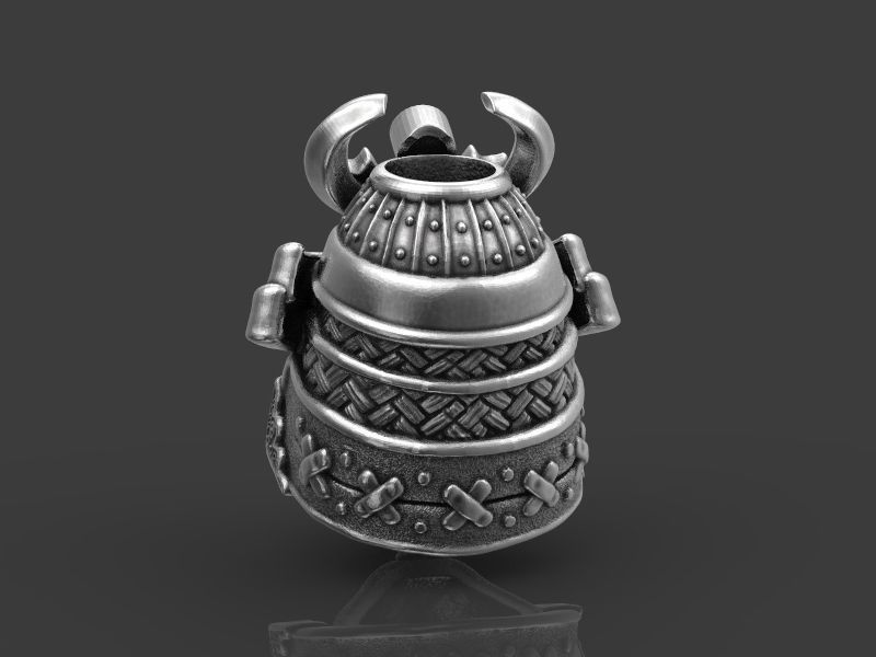 Samurai head bead mask 3d model for 3d printing 3D print model 3D print model_8