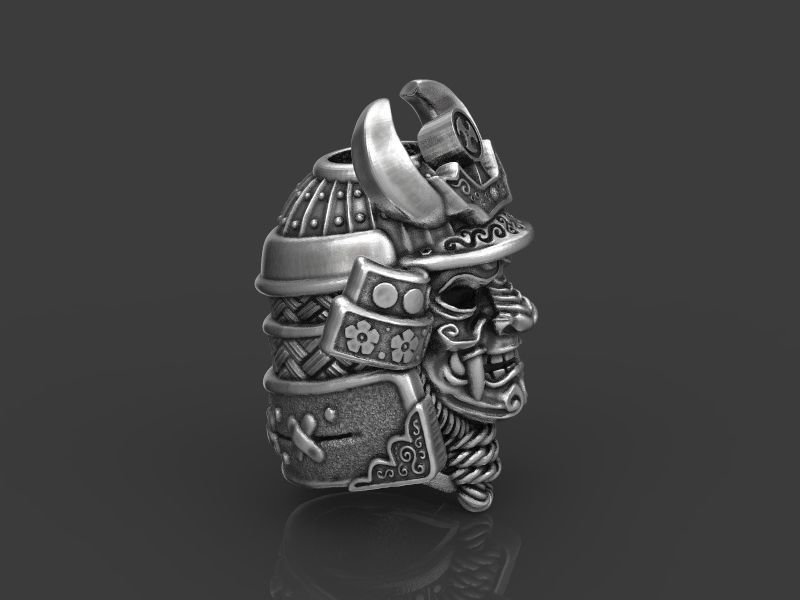 Samurai head bead mask 3d model for 3d printing 3D print model 3D print model_13