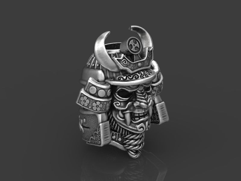 Samurai head bead mask 3d model for 3d printing 3D print model 3D print model_14