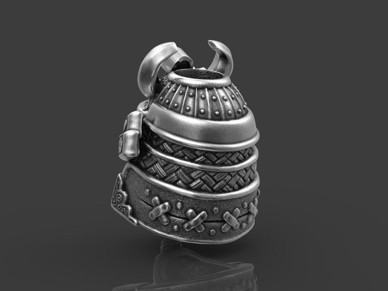 Samurai head bead mask 3d model for 3d printing 3D print model 3D print model_7