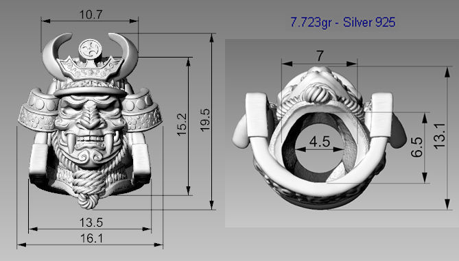 Samurai head bead mask 3d model for 3d printing 3D print model 3D print model_21