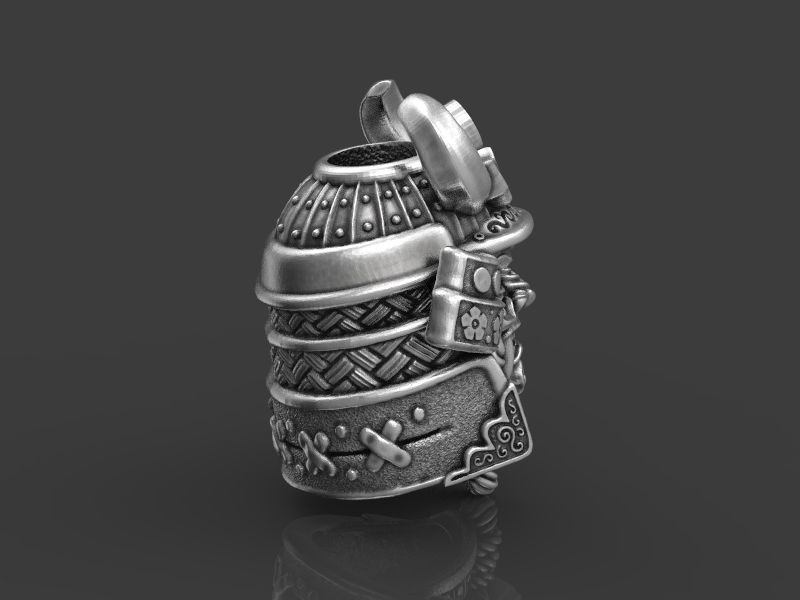 Samurai head bead mask 3d model for 3d printing 3D print model 3D print model_11