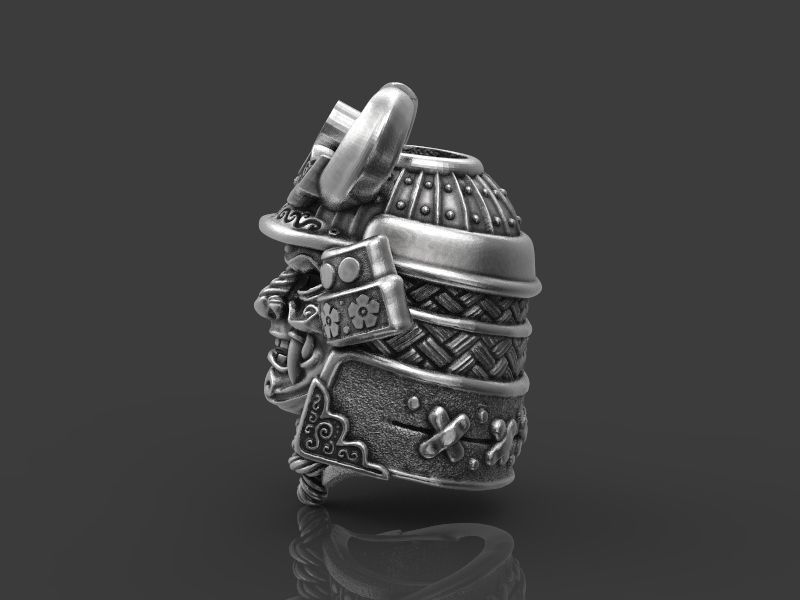 Samurai head bead mask 3d model for 3d printing 3D print model 3D print model_5