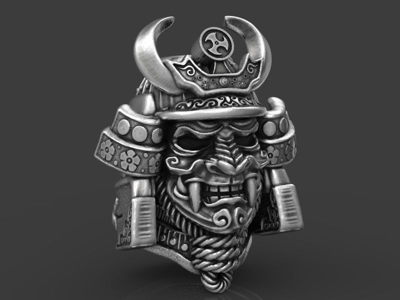 Samurai head bead mask 3d model for 3d printing 3D print model 3D print model_15