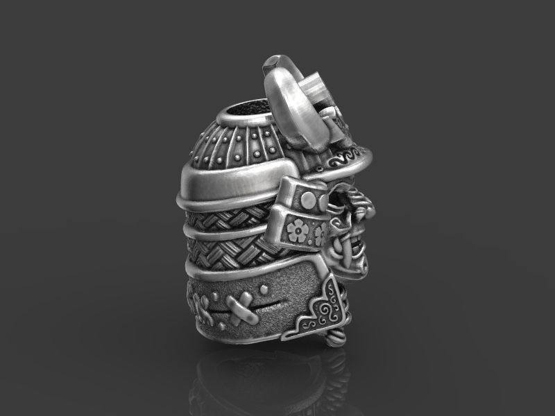 Samurai head bead mask 3d model for 3d printing 3D print model 3D print model_12