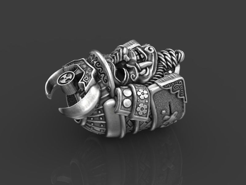 Samurai head bead mask 3d model for 3d printing 3D print model 3D print model_19