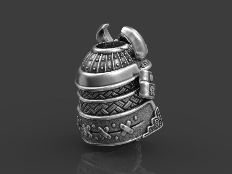 Samurai head bead mask 3d model for 3d printing 3D print model 3D print model_10