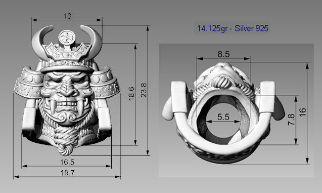 Samurai head bead mask 3d model for 3d printing 3D print model 3D print model_22