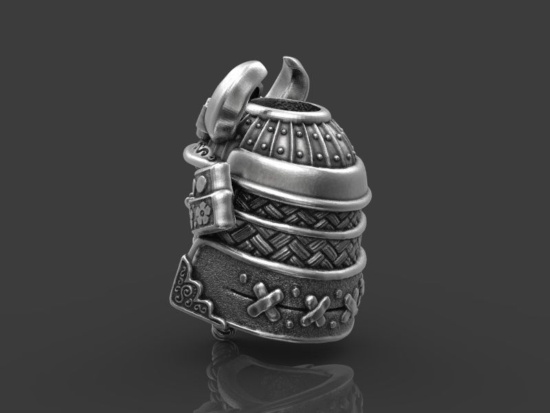 Samurai head bead mask 3d model for 3d printing 3D print model 3D print model_6